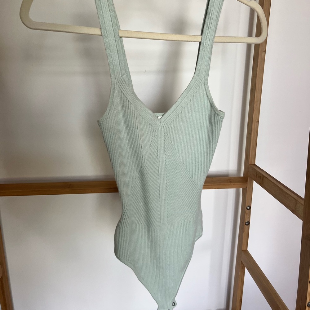 Abercrombie & Fitch Light Green Ribbed Bodysuit